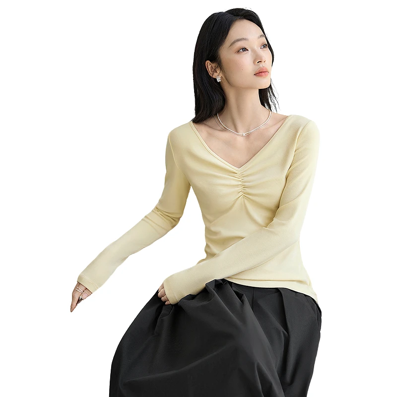 肌理美学气质抽褶打底衫 锁温蓄热加持DYZB-FDT161