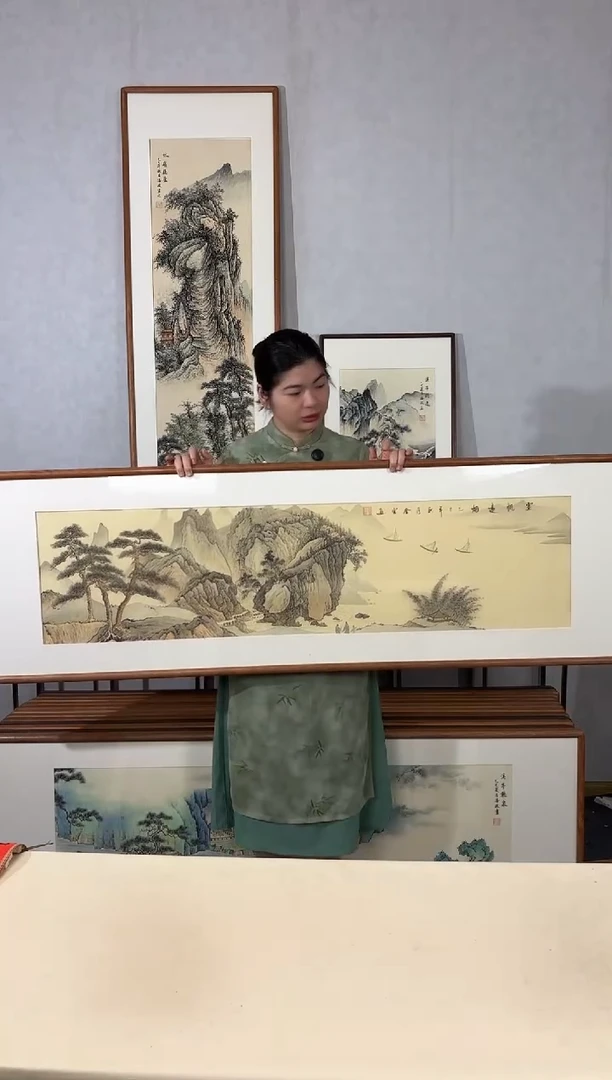 国画手绘*云帆远烟*52*172cm带框发货