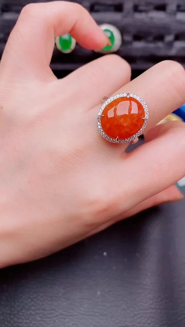 【闪购商品】翡翠戒指银S925镶嵌天然a货翡翠739