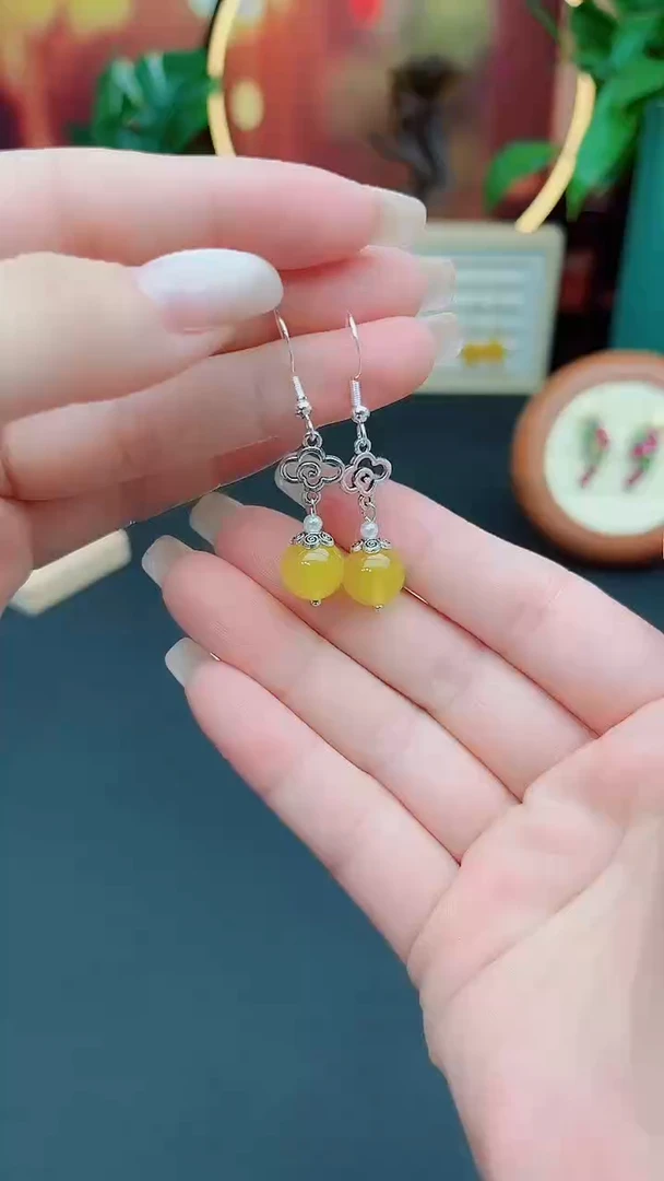 玛瑙/玉髓耳饰银S925镶嵌702000