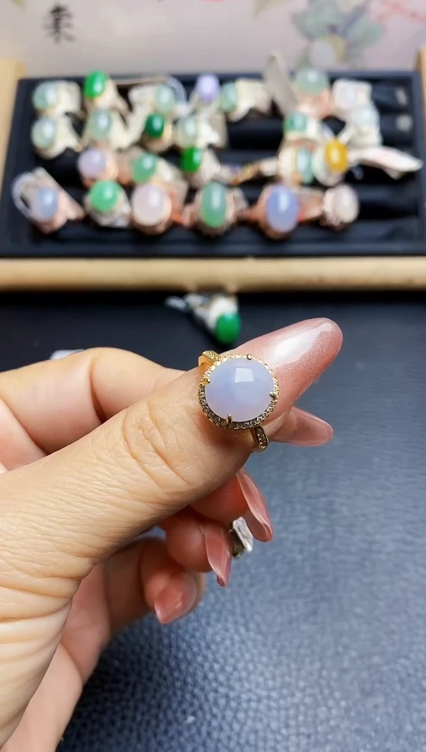 翡翠戒指银S925镶嵌2826