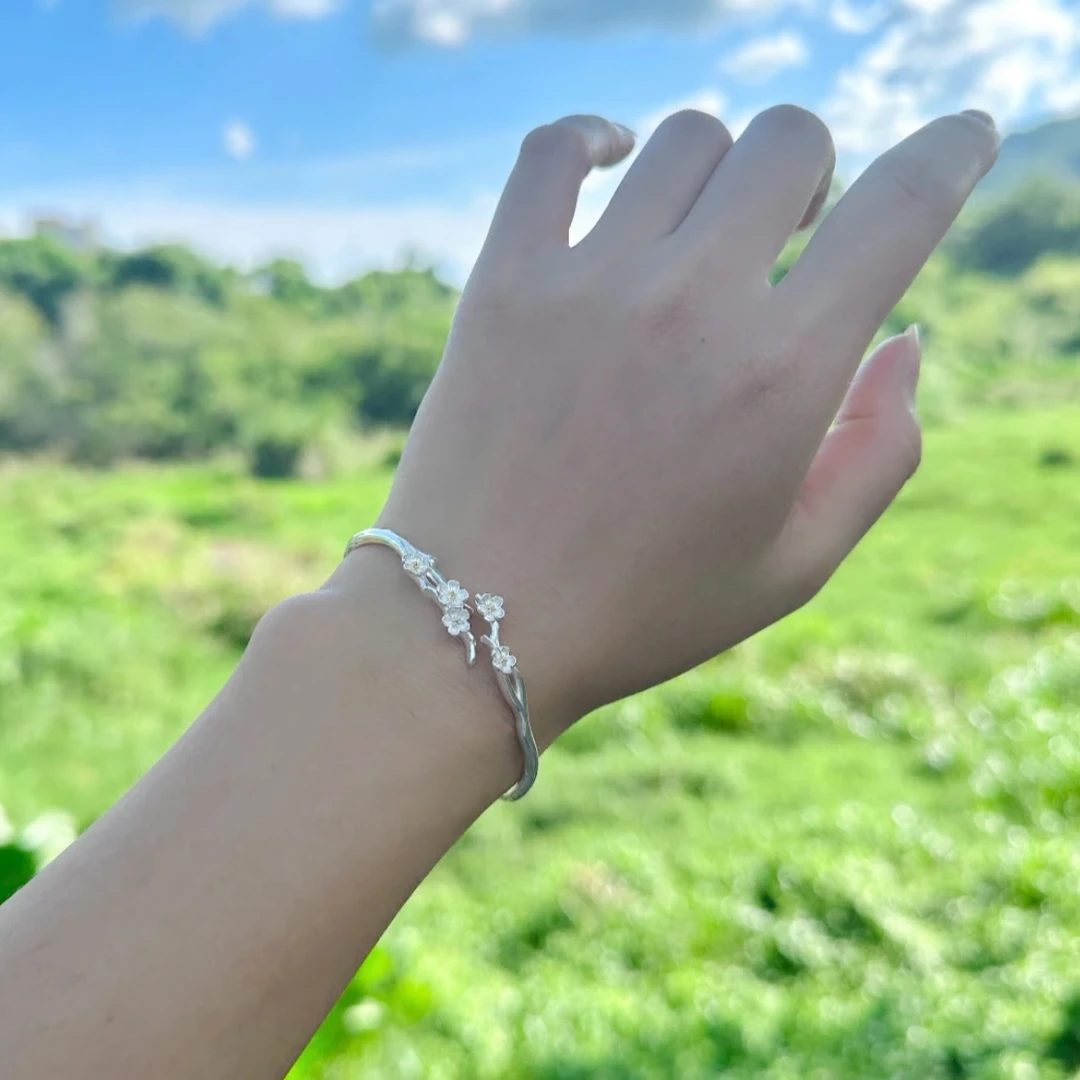 钛钢手镯 莫离茉莉花925手镯轻奢精致高级感银色礼物送女友闺蜜