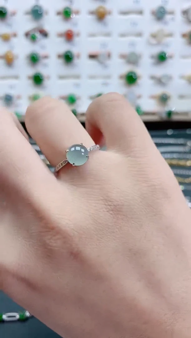 银S925镶嵌戒指翡翠天然翡翠