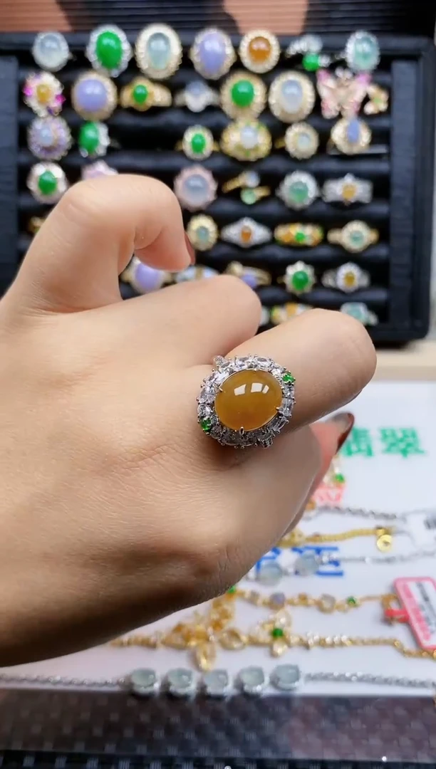 银S925镶嵌戒指翡翠355