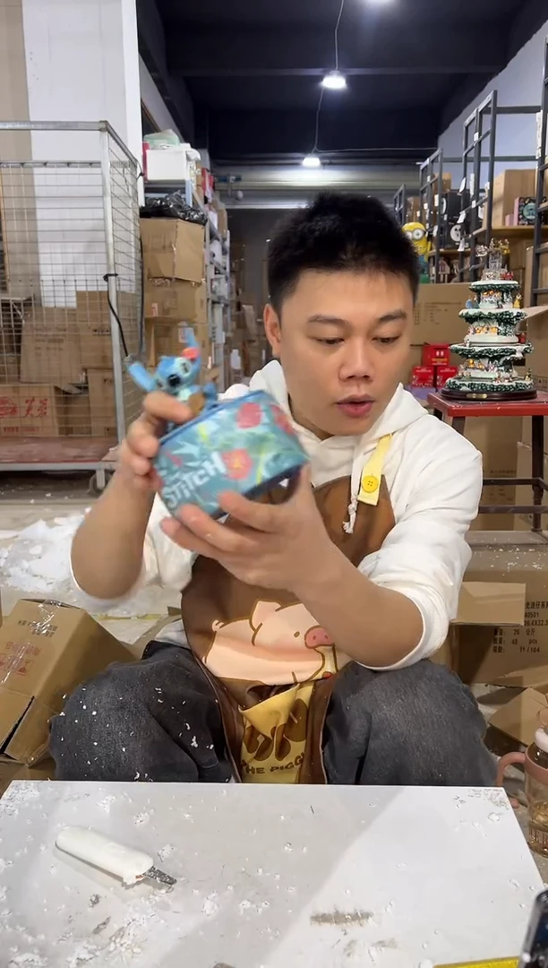 瓷片喇叭花史迪仔首饰盒