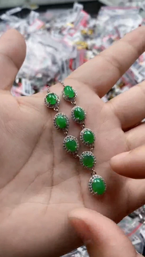 翡翠戒指银S925镶嵌7777---8