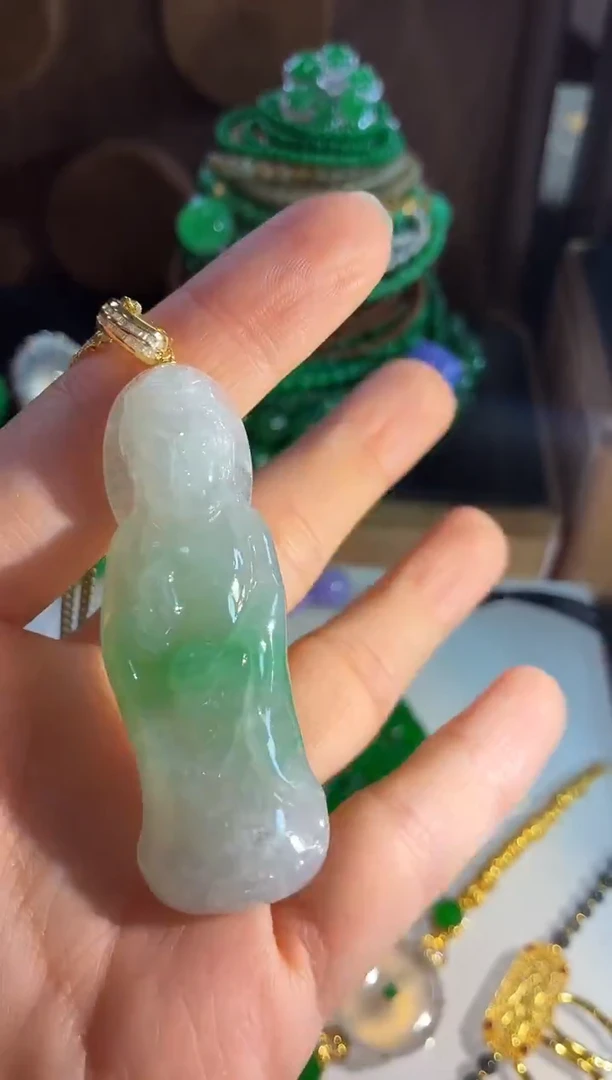 吊坠(不含链)18K金镶嵌翡翠吊坠