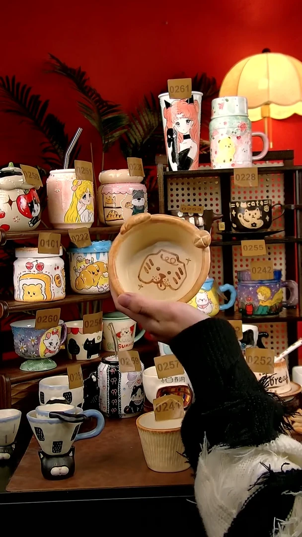 碗瓷DIY景德镇创意陶瓷手工卡通风面包系列猫猫米饭碗小号