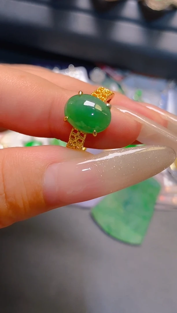 翡翠银S925镶嵌耳饰天然