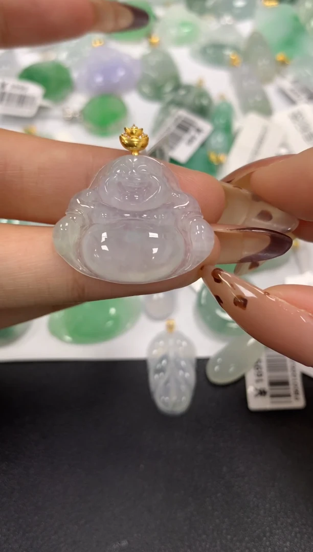 颈饰18K金镶嵌翡翠a货假一赔三支持复检百元上9元证书费自理