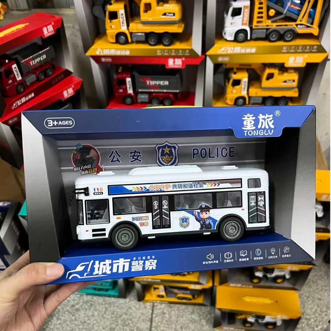 故事声光警车公交车玩具汽车仿真车校车小汽车模型男孩
