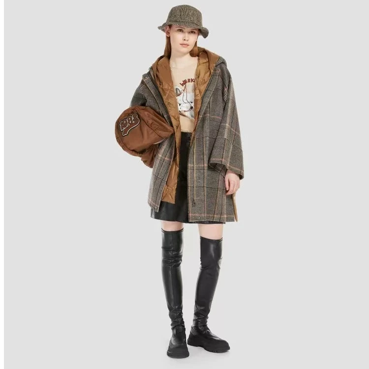 99新 MaxMara 娜娜专属 连帽格子大衣