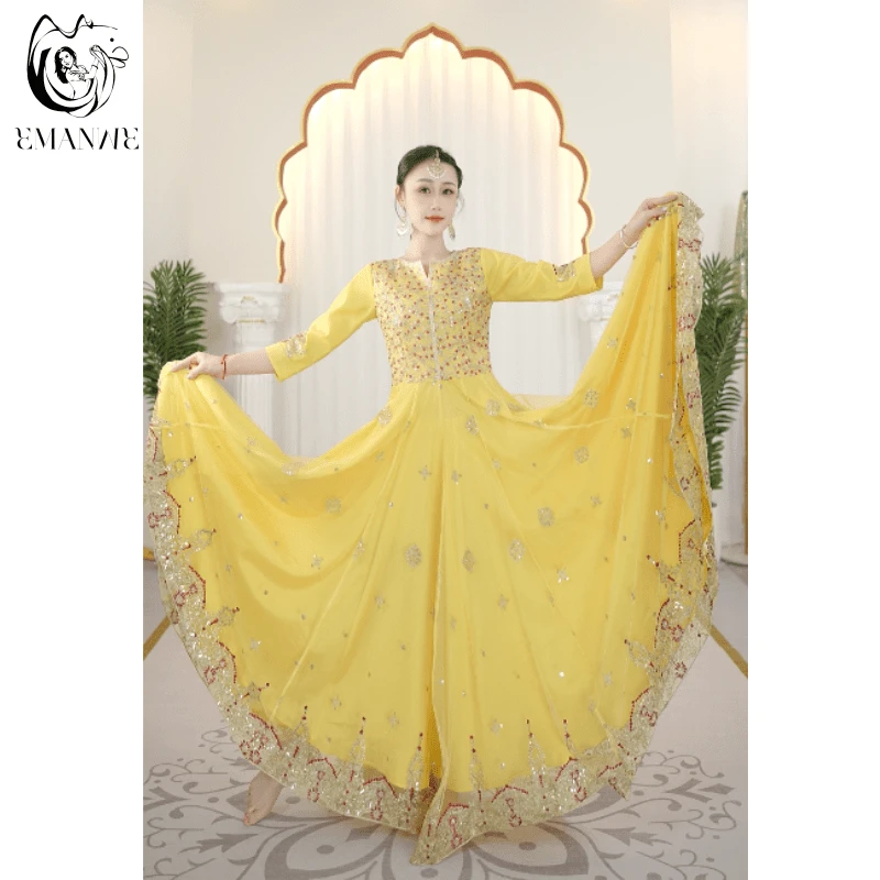 依曼之舞A2701异域风情新疆舞服连衣裙走秀修身720度大摆连衣裙