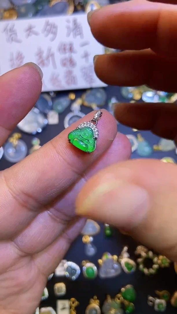 翡翠银S925镶嵌吊坠(不含链)1