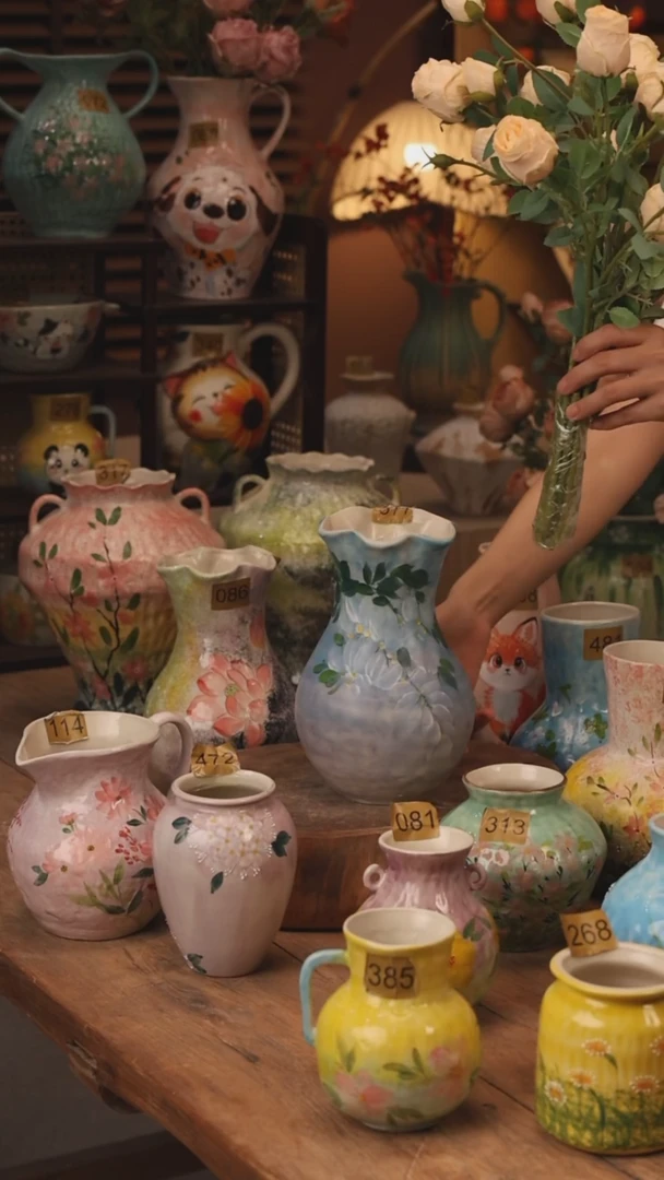 陶瓷377景德镇设计师手作花器摆件侘寂风