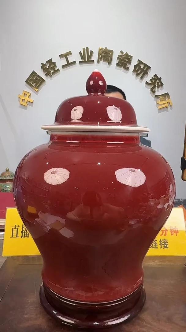 景德镇精美陶瓷郎红将军罐