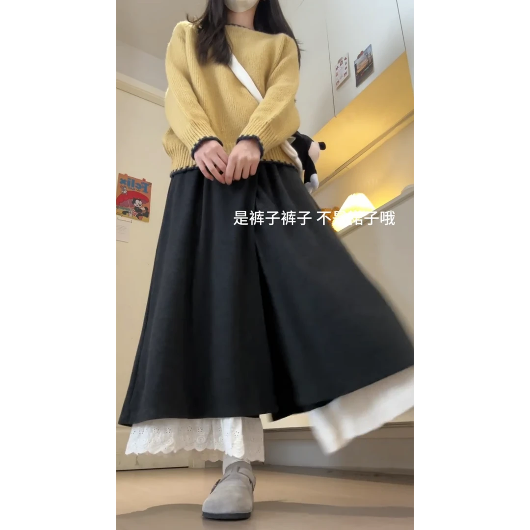 MARIE.COCO秋冬韩里韩气撞色针织衫毛衣巨好看蕾丝花边裙裤两件套