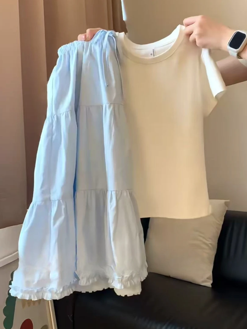 【DMXJ大梦想家】韩系宽松甜美简约纯色睡衣女夏季款长裙家居服套装