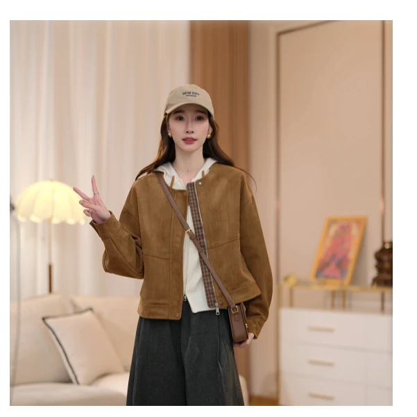 【搁浅】马克华菲女装麂皮绒秋冬季新款时尚百搭外套上衣F53010A538