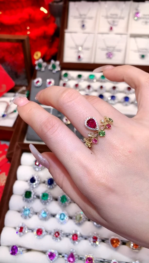 【闪购商品】碧玺戒指18K金镶嵌1.5ct/天然宝石/七天无理由