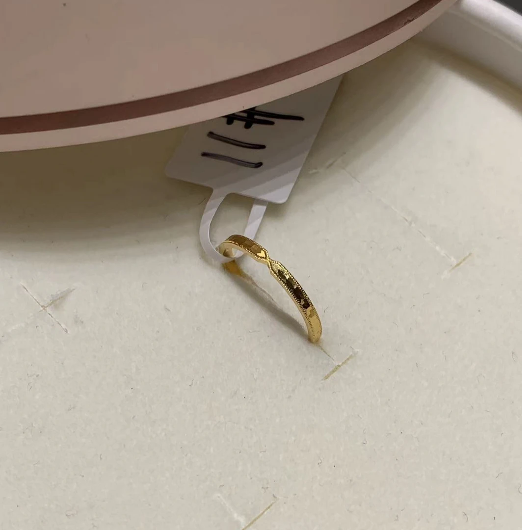【小鑫黄金甄选】足金999碎碎冰交叉戒指  1.65g