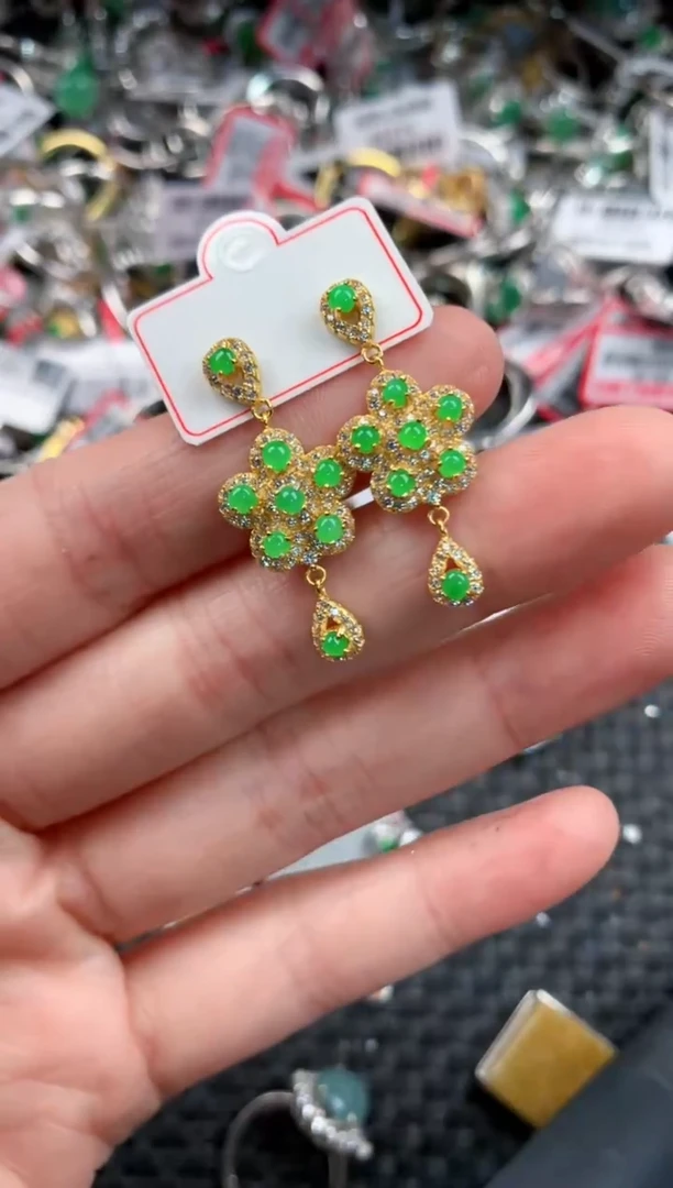 银S925镶嵌戒指翡翠666     5