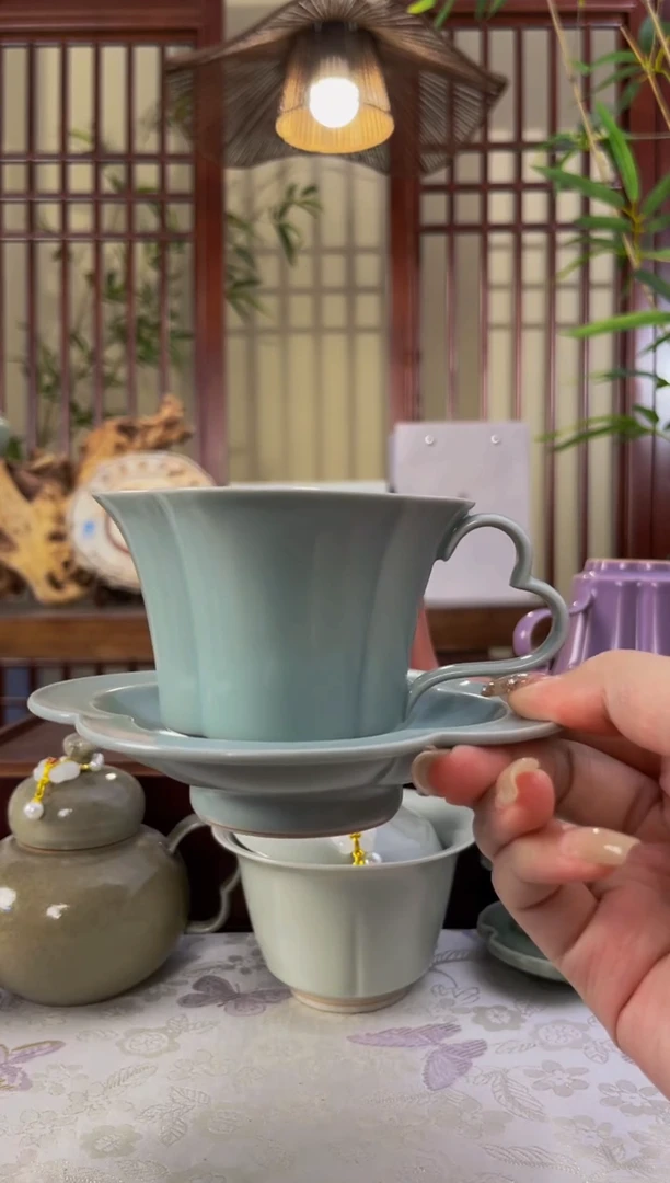 北溪堂-天青色海棠茶咖杯