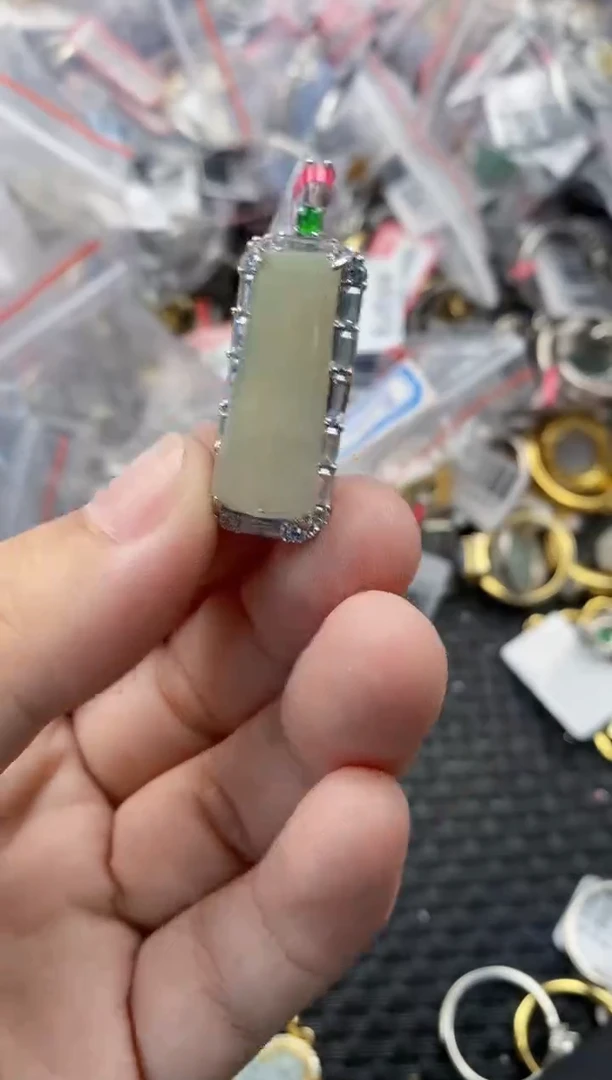 银S925镶嵌戒指翡翠444   1