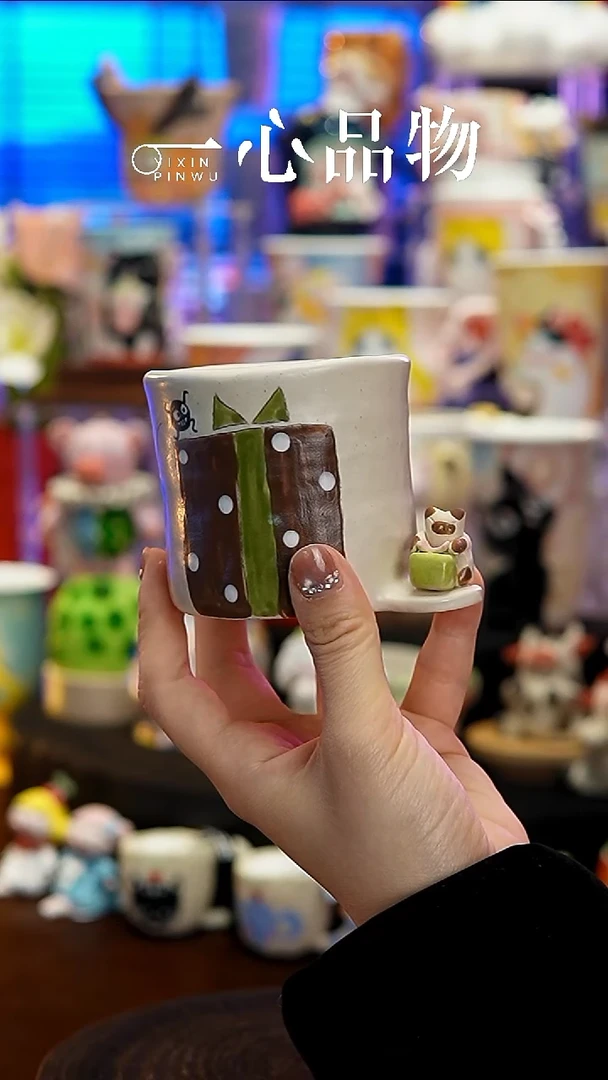 杯子瓷Y084景德镇手工手绘杯子摆件