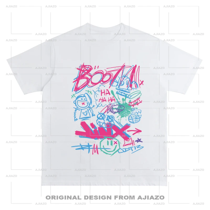 OFF M【爆爆涂鸦】纯棉短袖T恤 复古重磅男女同款宽松百搭上衣