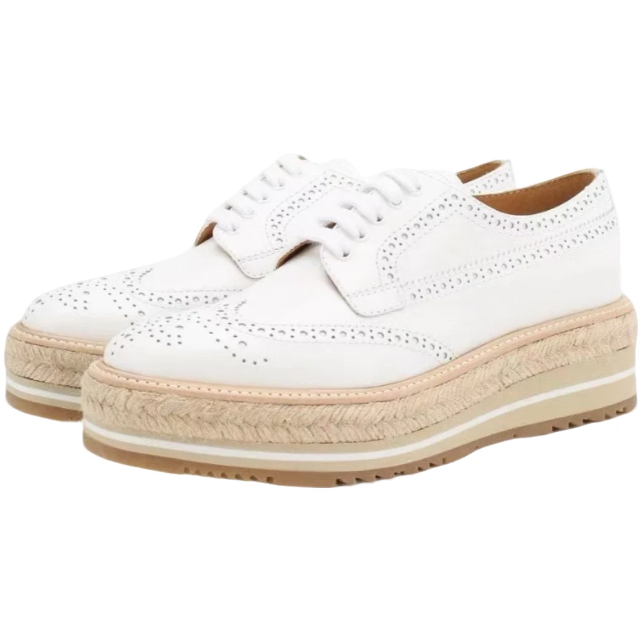 未使用 Prada/普拉达 低帮系带德比鞋女款 白色