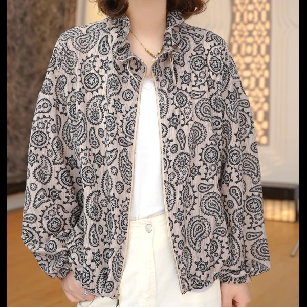 2025夏季新款新中式复古印花宽松休闲气质百搭防晒短外套