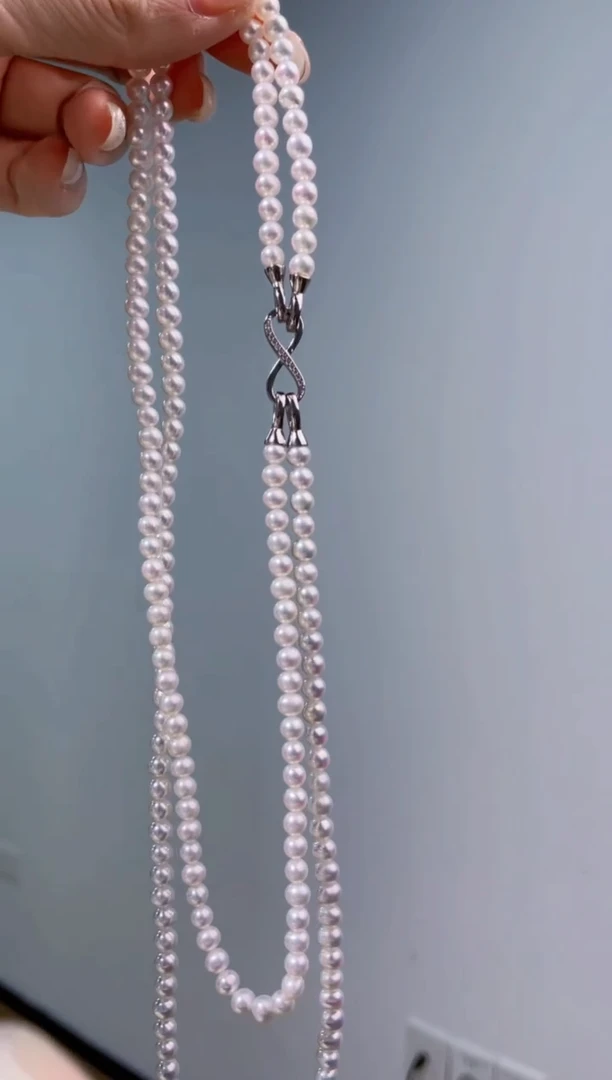 项链银S925镶嵌淡水珍珠毛衣链