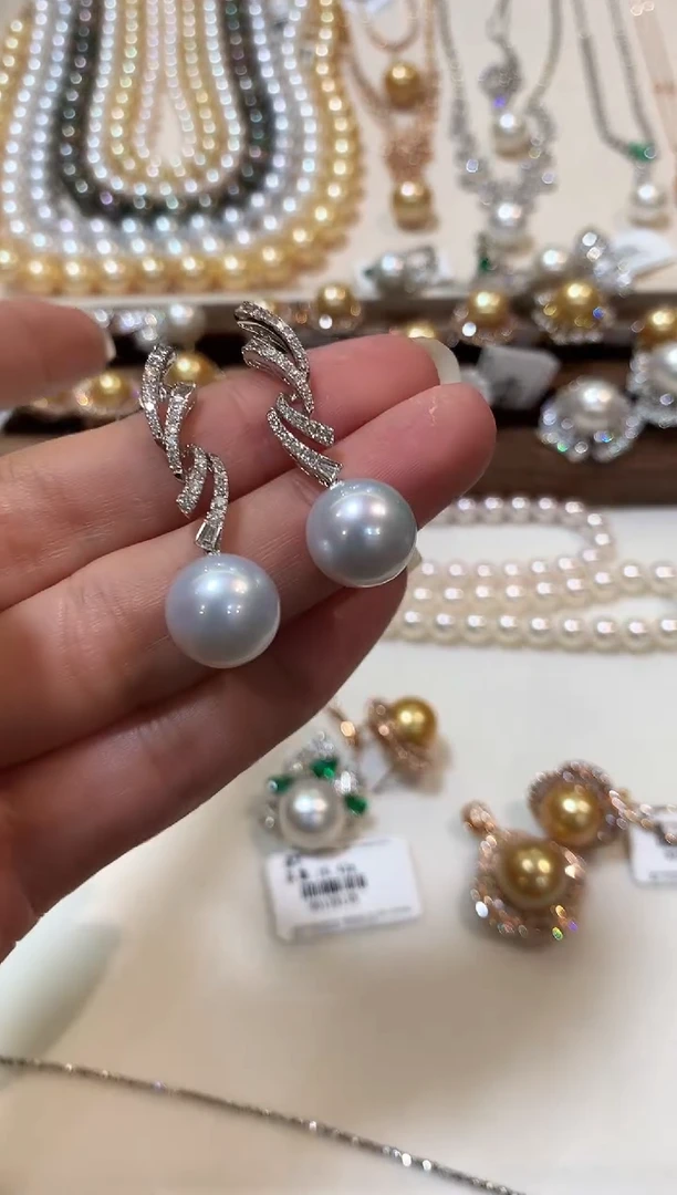 18K金镶嵌海水珍珠耳饰n120