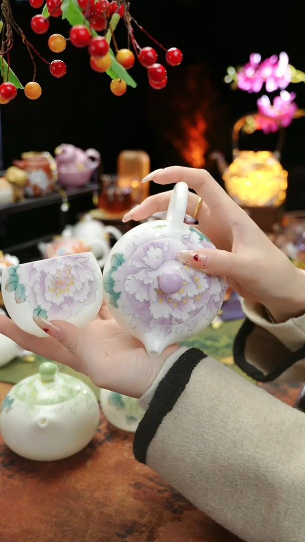 【闪购商品】手绘紫牡丹+主人杯