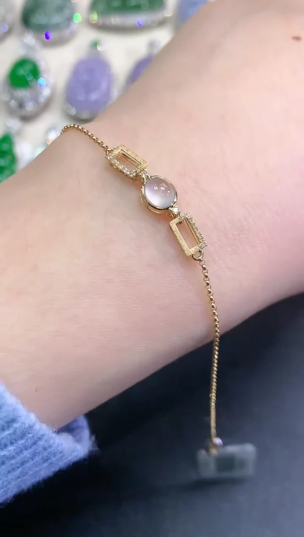 【闪购商品】翡翠手链18K金镶嵌B7