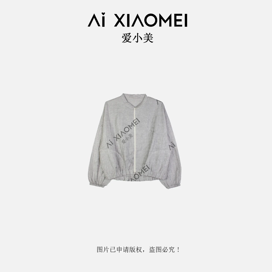 Aixiaomei/爱小美亚麻棉混纺立领宽松休闲百搭显瘦外套WT-1069