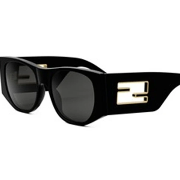 全新未使用 FENDI/芬迪 【小花念念】徽标Logo方形墨镜 黑色