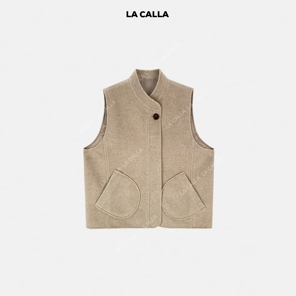 LA CALLA法式圆弧极简羊毛马甲YY-WL7036