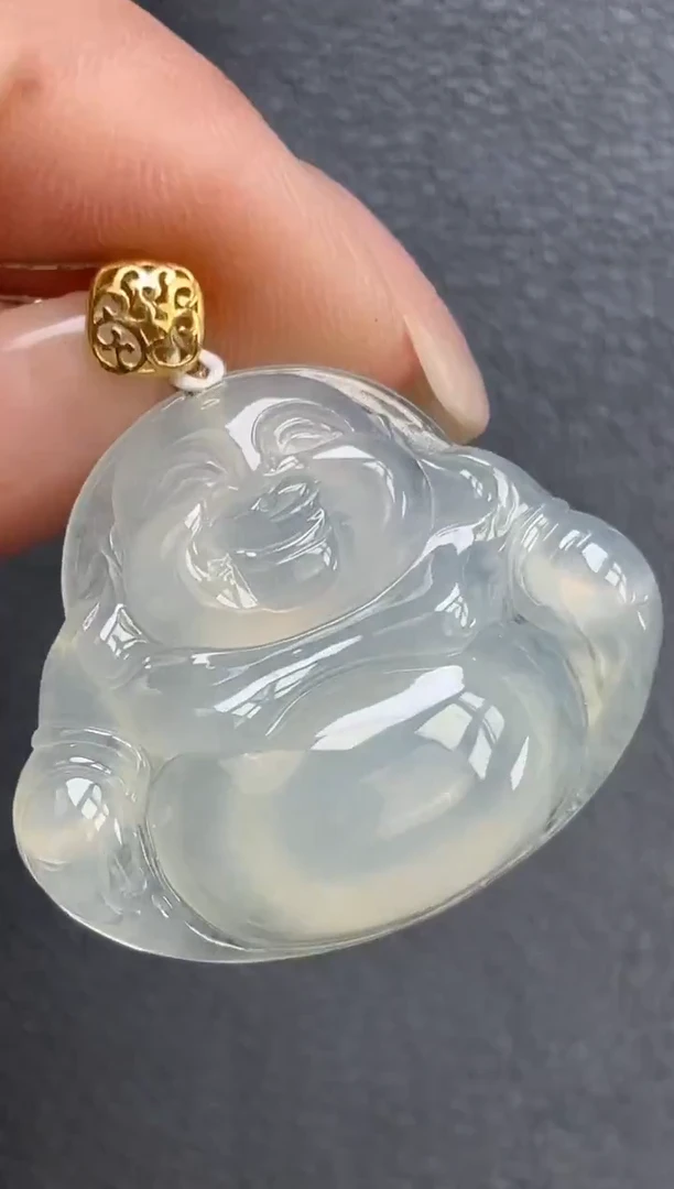 颈饰18K金镶嵌翡翠佛公