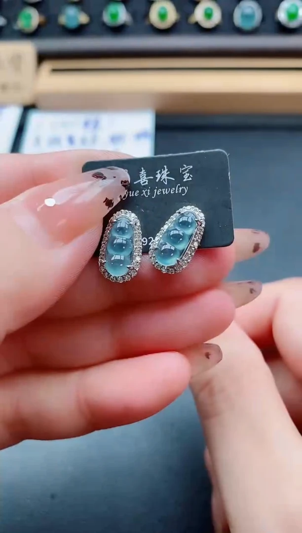 银S925镶嵌戒指翡翠1