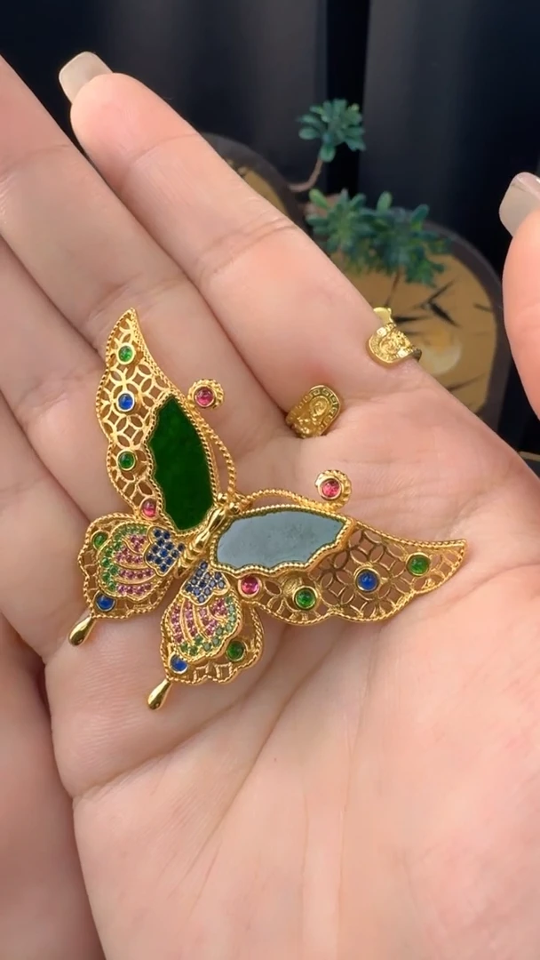 【闪购商品】翡翠吊坠(不含链)银S925镀金镶嵌天然缅甸A货翡翠吊坠