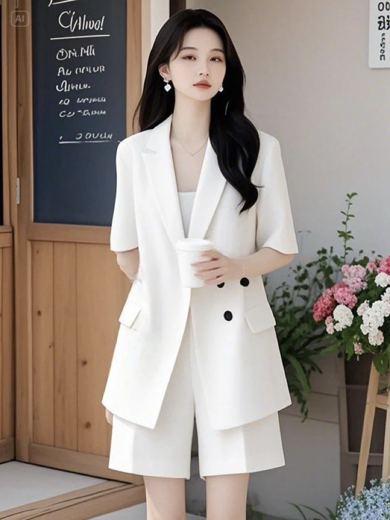 薄款夏季服装西服夏天套装女新款小个子气质洋气显瘦职业外套上衣