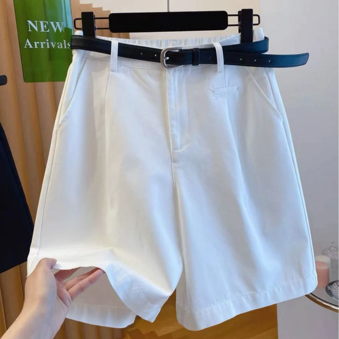 白色五分裤女夏薄款外穿2025新款夏季宽松休闲百搭洋气直筒裤中裤
