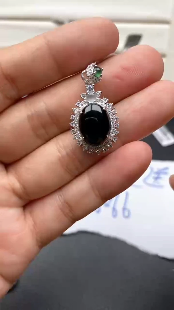 银S925镶嵌戒指翡翠1