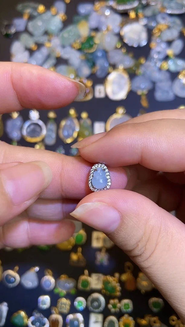 翡翠银S925镶嵌吊坠(不含链)1