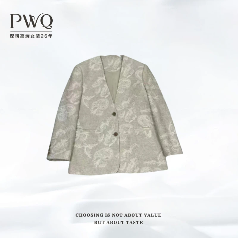 西装V领两粒扣刺绣春季新款舒适气质ZC-252705