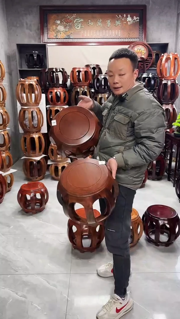 【闪购商品】花梨木类凳子胡桃色小号一对 1号