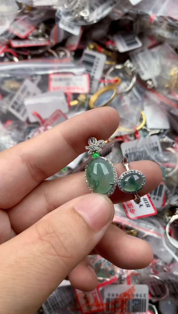 银S925镶嵌戒指翡翠11   1