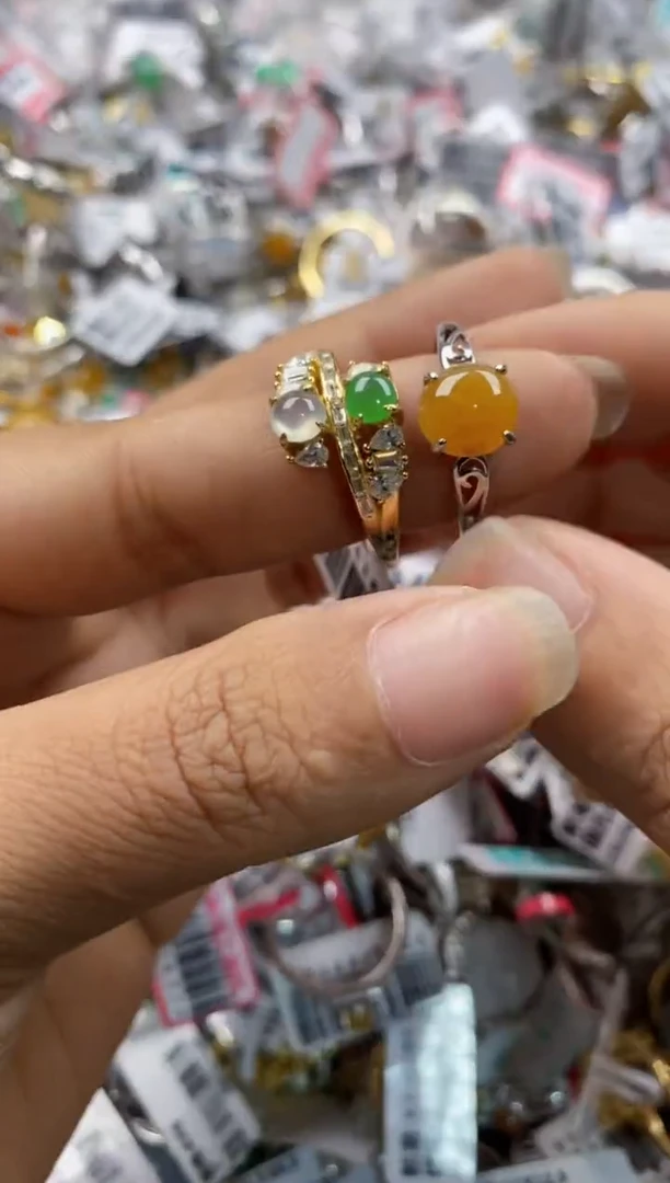 银S925镶嵌戒指翡翠3333----5